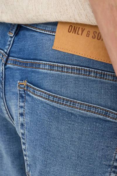 Blå stretchiga jeansshorts för män ONLY&SONS