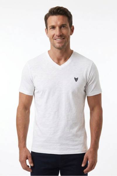 Vit V-ringad t-shirt JERONE
