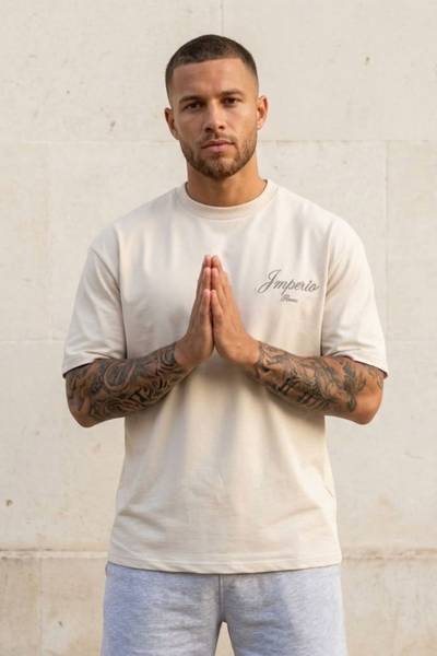 Imperio tryckt t-shirt beige JERONE