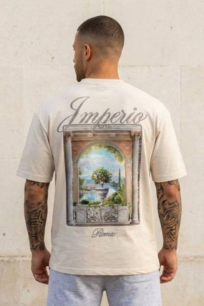 Imperio tryckt t-shirt beige JERONE