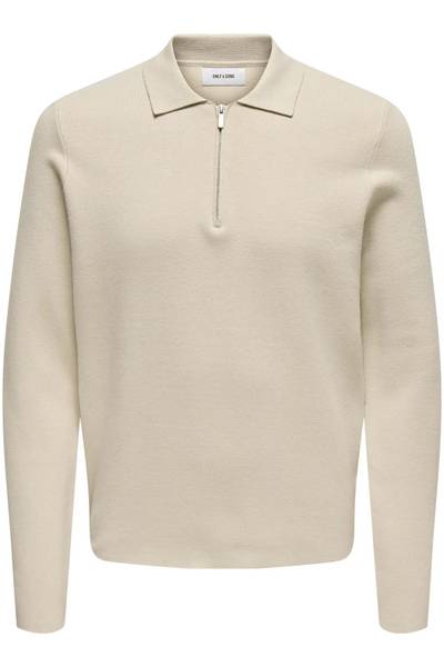 Cooper tröja med halv dragkedja beige ONLY&SONS