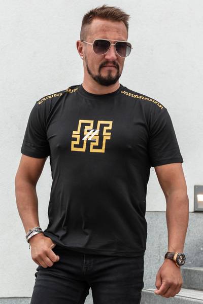 ZZ svart t-shirt med tryck i guldfolie JERONE ZZ svart t-shirt med tryck i guldfolie JERONE