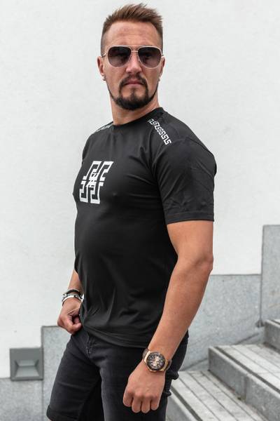 ZZ svart t-shirt med tryck i silverfolie JERONE