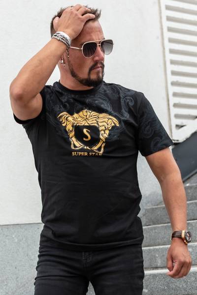 Star svart t-shirt med guldfolie JERONE