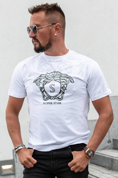 Star vit t-shirt med silverfolie JERONE