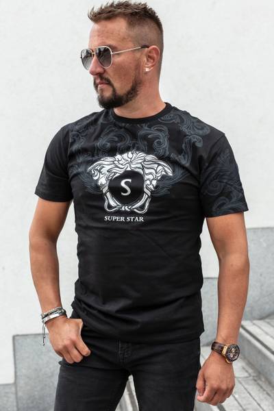 Star svart t-shirt med silverfolie JERONE Star svart t-shirt med silverfolie JERONE