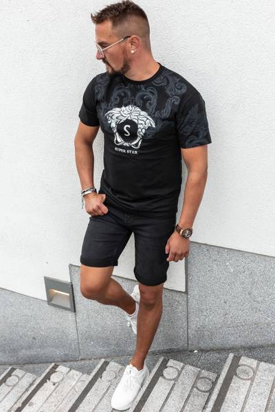 Star svart t-shirt med silverfolie JERONE Star svart t-shirt med silverfolie JERONE