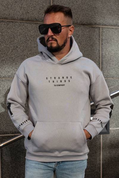 Texttryckt grå hoodie JERONE