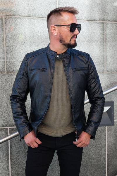 Lucas herr svart konstläderjacka JERONE