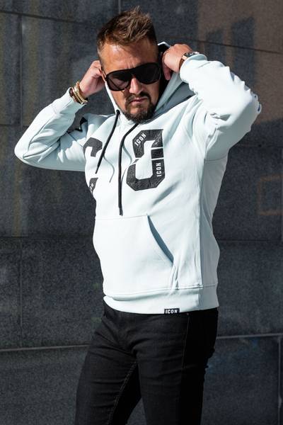 Icon herr blå printad hoodie JERONE Icon herr blå printad hoodie JERONE