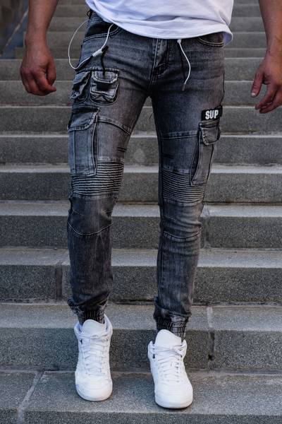 Grå broderade jeans L32 JERONE Grå broderade jeans L32 JERONE